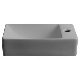 MARGITHA Keramik-Waschtisch 38x22cm, Armaturloch auf der rechten Seite, Grau