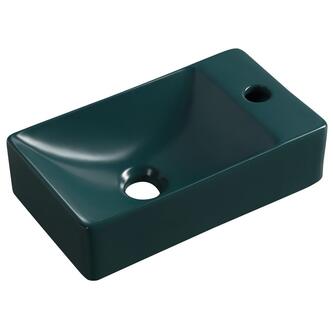 MARGITHA Keramik-Waschtisch 38x22cm, Armaturloch auf der rechten Seite, Petrol