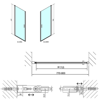 Zoom Line Duschkabine 800x700mm L/R Variante