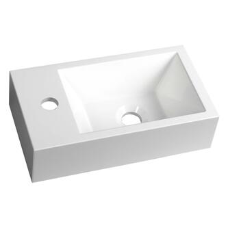 AMAROK Gussmarmor-Waschtisch 40x22cm, links, weiß