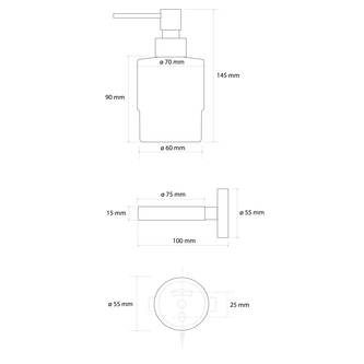 X-ROUND GOLD Seifenspender 200ml, Milchglas, Gold matt