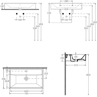 SISTEMA Keramik-Waschtisch 70x42cm, weiss