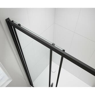 EASY BLACK Nischentür 1100mm, Klarglas, schwarz matt
