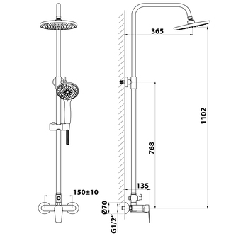 LOTTA Duschsäule mit Armatur, Chrom
