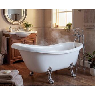 RETRO freistehende Badewanne 174,5x82x80,5cm, weiß, Füße Chrom