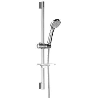 Duschgarnitur mit Seifenschale, verschiebbarer Halter 645mm, Schlauch 1500mm, chrom
