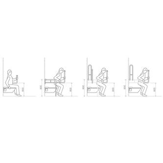 HANDICAP Häng-Haltegriff links 810x550mm, polierter Edelstahl
