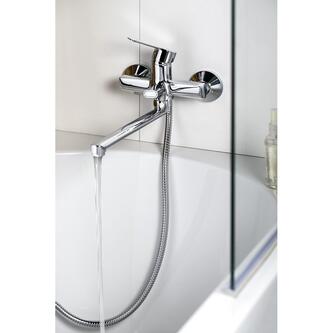 BARON Badewanne-Wandarmatur, Abstand 100mm, mit schwenkbarem Einlauf, Chrom