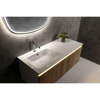 ARECA Gussmarmor-Waschtisch 121x51,5cm, links, weiß