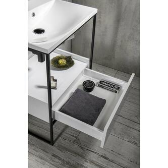 SKA Waschtischkonsole mit Schublade 750x850x460mm, matt schwarz/weiß