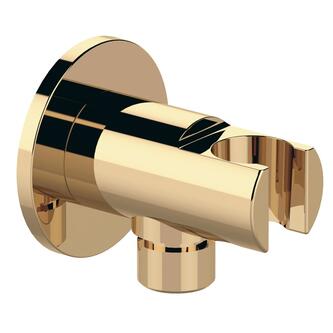 Brausehalter rund, fest, mit Auslauf, Gold