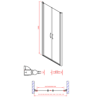 ONE Nischentür 1080-1120 mm, 6 mm Klarglas