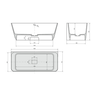 SKYLLA Wand-Freistehende Badewanne 170x75x60cm, Weiß