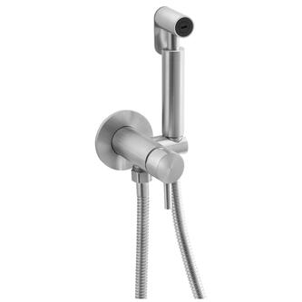 MINIMAL Unterputz Bidetarmatur mit Stop Handbrause, Edelstahl matt