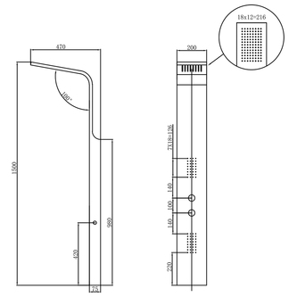 JACOB Duschpaneel 200x1500mm, Schwarz matt