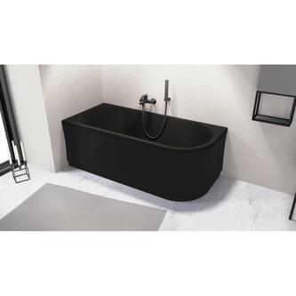VIVA L asymmetrische Badewanne 175x80x47cm, links, schwarz matt