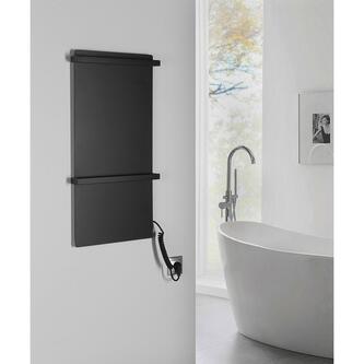 ELMIS Handtuchtrockner elektrisch 400x800 mm, 120 W, Aluminium, schwarz matt