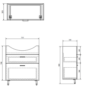 ZOJA Unterschrank mit Schubladen 71,5x74x34 cm, weiß