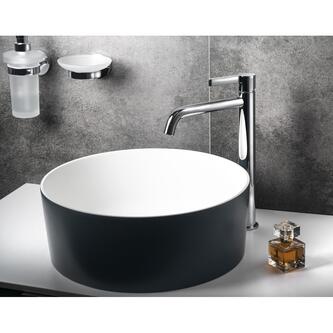 THIN Waschtisch für Arbeitsplatte Ø38 cm, Schwarz/weiß matt