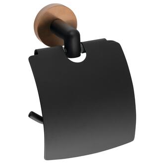 LARISSA Toilettenpapierhalter mit Deckel, Schwarz/Kupfer matt