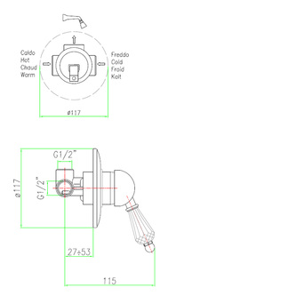 KIRKÉ CRYSTAL Duscharmatur, 1 Weg, Chrom mit Kristall-Griff