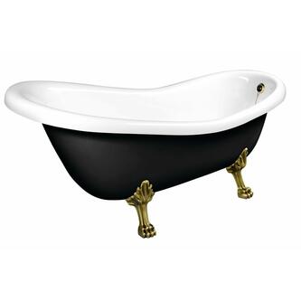 RETRO Freistehende Badewanne 167,5x76x71cm, Füße bronze, schwarz/weiß