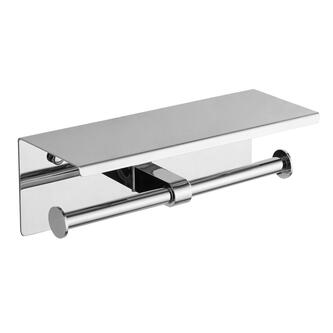 Doppel-Toilettenpapierhalter mit Ablage 30cm, Chrom