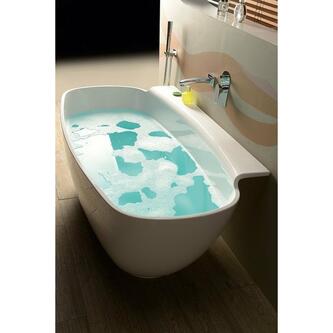 NIGRA Freistehende Gussmarmor-Badewanne 158x80x45cm, weiß