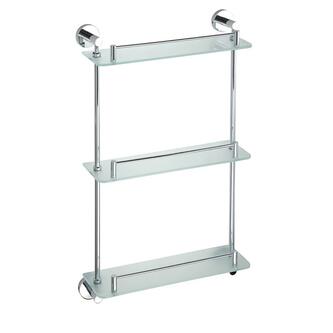X-ROUND E Glasablage 3-Fach mit Reling 380x675x130mm, Chrom
