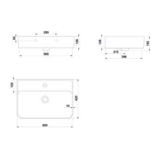 GALI Keramik-Waschbecken 60x42cm, weiss