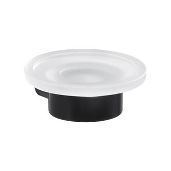 PIRENEI Seifenschale, Milchglas, Schwarz matt