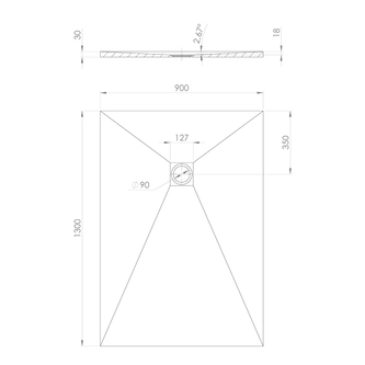 TRENECA Gussmarmor-Duschwanne 130x90cm, schwarz matt