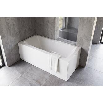 ELVINA Rechteckbadewanne mit Rahmengestell und Wannenschürzen,170x80x50cm, Links, Weiß