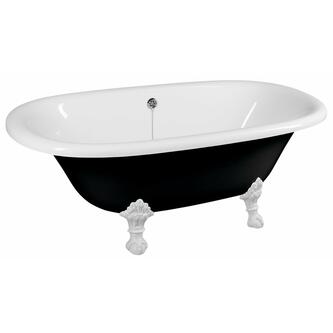 REGATA Freistehende Badewanne 175x85x61cm, Füße weiß, schwarz/weiß
