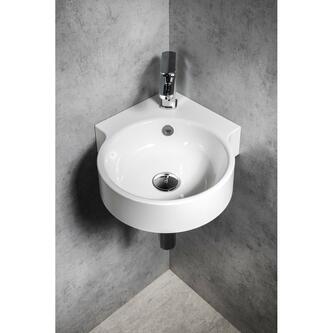 KAORI Gussmarmor Eck-Waschtisch 38x38cm, weiß