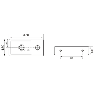 ZOE Keramik-Waschtisch 37x18 cm, Armaturloch rechts