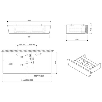 TWIGA PLUS Unterschrank 88,5x17x43,5cm, schwarz matt