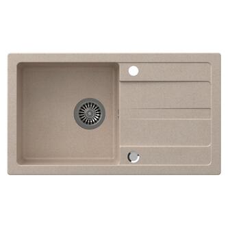 Einbau-Granitspüle mit Abtropffläche, 78x44cm, beige