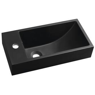 ARIANA Gussmarmor-Waschtisch 50x25cm, links, schwarz matt