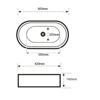 CALEO Keramik-Waschtisch 60x42 cm, Schwarz matt
