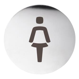 WC Damen Türschild, Durch. 75mm, Edelstahl matt
