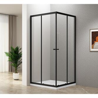 AGGA BLACK Duschabtrennung Quadrat 900x900mm, Klarglas