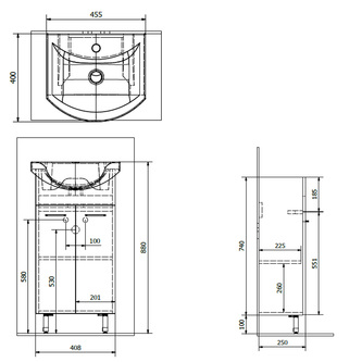 ZOJA Unterschrank 42x74x25cm, weiß