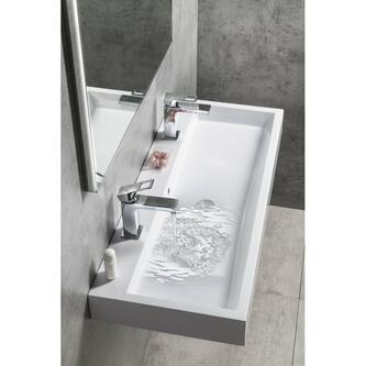 ORINOKO Waschtisch, Marmor, 100x42 cm, 2 Armaturlöcher,  Weiß