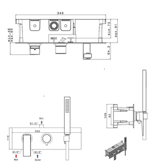 DIMY Duscharmatur Set t, 2 Wege, Chrom