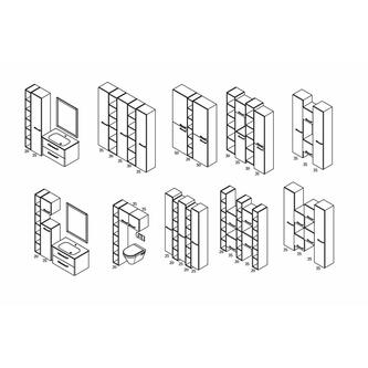 ESPACE offener Regalschrank 20x172x32cm, Kiefer Rustikal