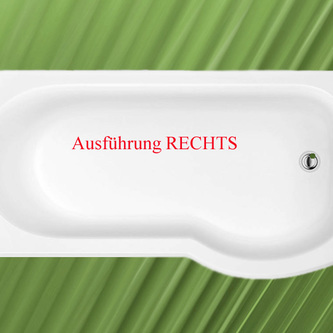 Raumspar Badewanne Skali mit Duschzone 167,5x85/75cm rechts weiß Komplett-Set