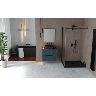 FLEXIA Gussmarmor-Duschwanne 120x100cm, Anthrazit matt