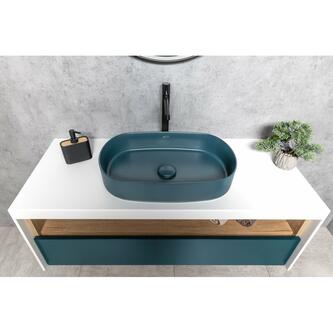 INFINITY OVAL Aufsatzwaschbecken 55x36cm, Grün Matte Petrol