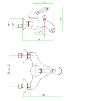 KIRKÉ WHITE Wannenarmatur, Weiß/Bronze
